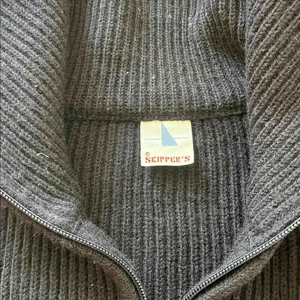 Cozy Funnel Neck Zip up Sweater Navy Blue - Picture 5 of 6